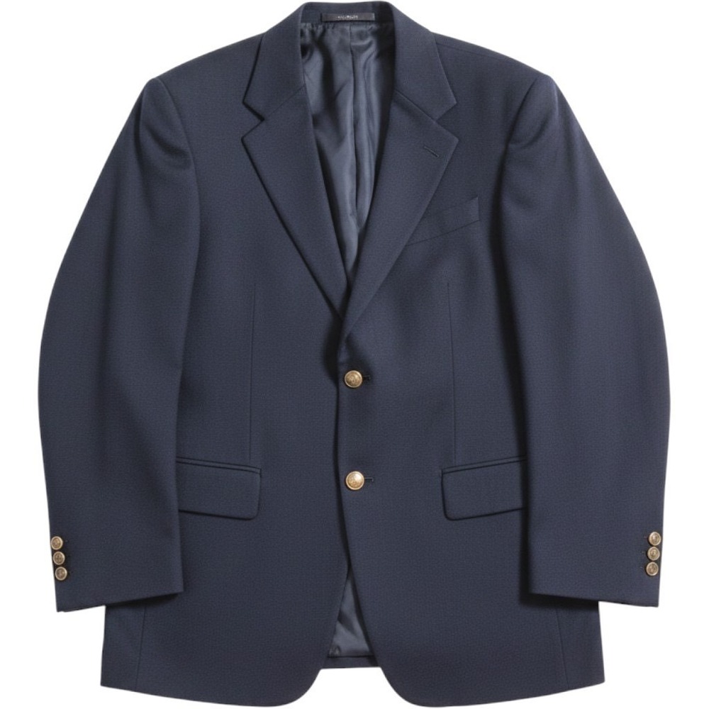 Vintage Oscar de la Renta Blue 2 Button Blazer/Sport Coat Wool Crest Button 44R